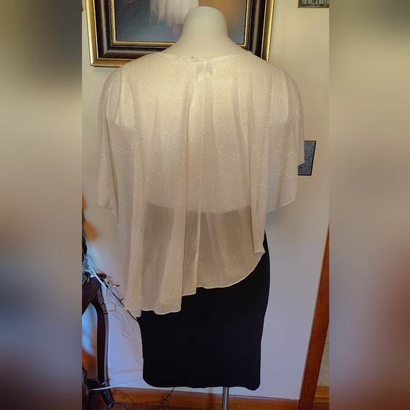 🩷$15 | Elegant White & Black Glitter Dress – Size 16W - Picture 5 of 8